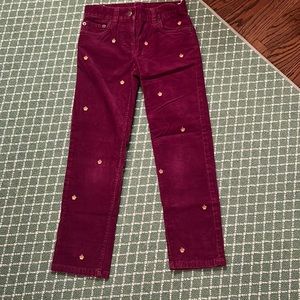 Crewcuts girls skinny corduroys with gold crown details-size 7 in purple